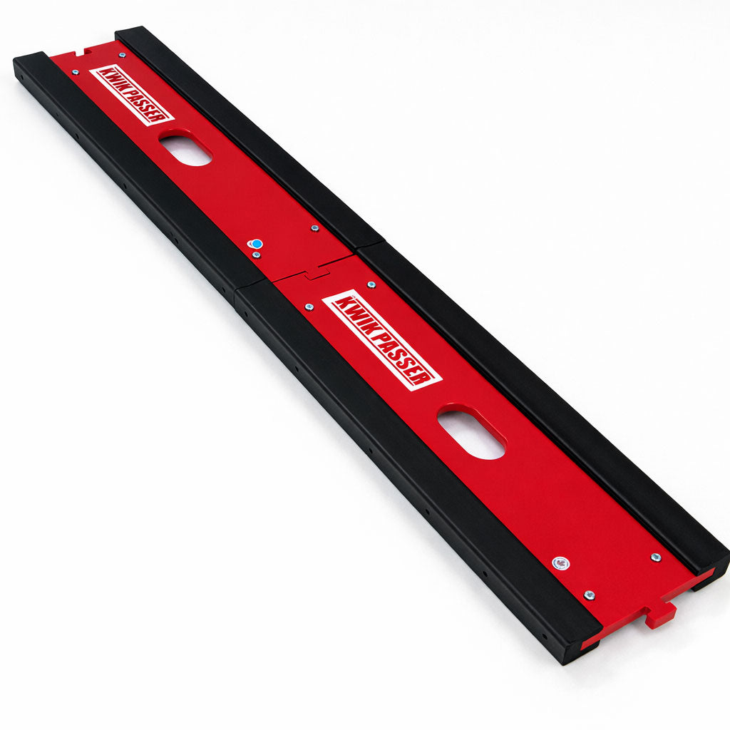 Red and black sliding track with 'Team Faster' branding on a white background